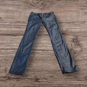 NY&C Women’s Blue Skinny Stretch Jeans Size 8 Faux Leather Look